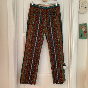 EDWARD HAWK VINTAGE 1960s Brown Hawaiian Tiki Pants -
